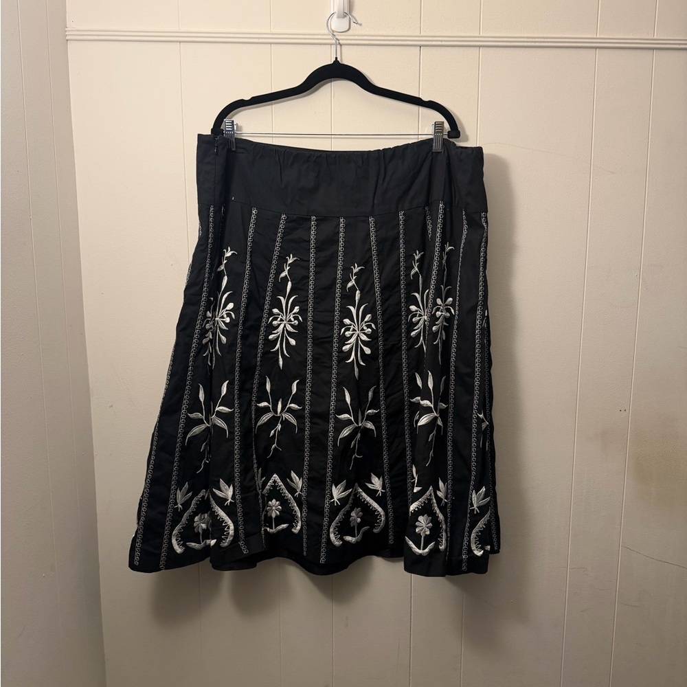 Dialogue from QVC Embroidered Black A-Line Skirt - Women
